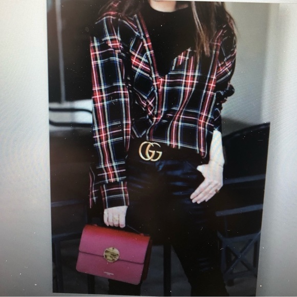 MAJE LAZAK DECONSTRUCTED ASYMMETRICAL PLAID ATTACHED TANK TOP EXPOSED SHOULDER - Picture 2 of 16